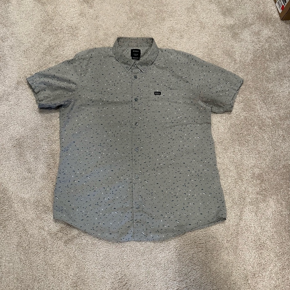 RVCA Gray Casual Button Down Shirt